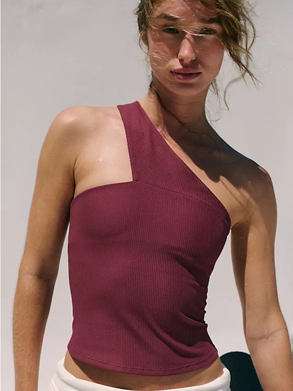 FP Movement by Free People One-Shoulder Ribbed Top - Plum